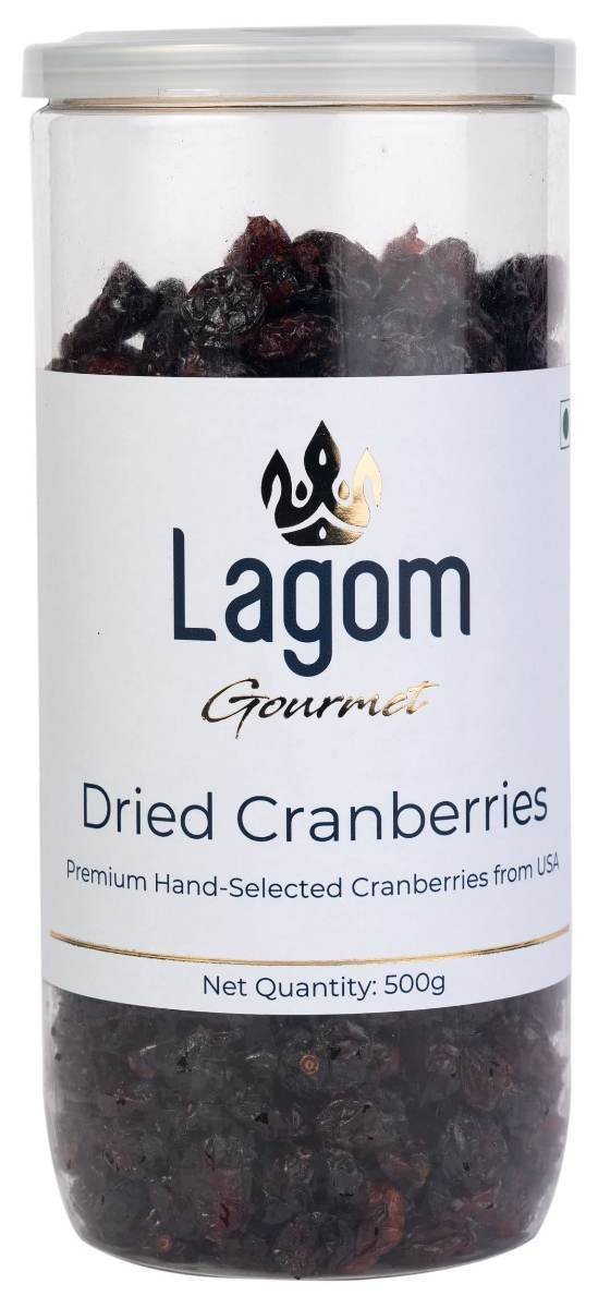 uk71wWcYXOEfL-1.jpg Lagom Gourmet Dried Cranberries 500g | Gluten Free | Vegan | Plant Based | Non GMO | Cranberry Dry Fruit - Fast UK Delivery - Image 1