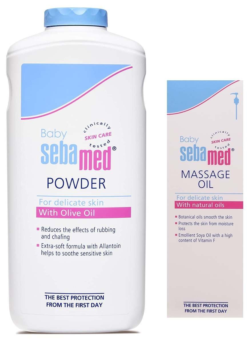 uk71wnxWCxqrL-1-1.jpg SebaMed Baby Powder, 200g & Baby Massage Oil, 150ml Combo - Fast UK Delivery - Image 1