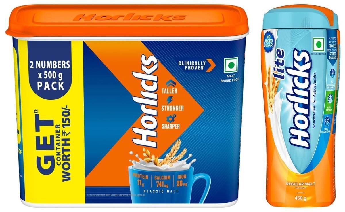 uk71wpTQLL1L-1.jpg Horlicks Malt based food Drink Plastic Container|| 1 kg & Horlicks Lite 450g, Scientifically designed for Adults |High Protein, Zero added sugar | Malt Flavor - Fast UK Delivery - Image 1
