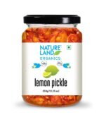 Natureland Organics Lemon Pickle 350 Gm - Organic Healthy Pickles - Fast UK Delivery