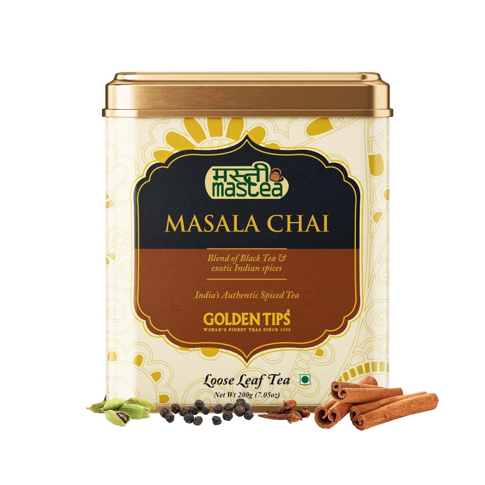 uk71xg8i3fUL-1.jpg Golden Tips Masala Chai Authentic Spiced Tea Tin Can (200gm - 100 cups) - Fast UK Delivery - Image 1