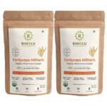 Rooted Actives Cordyceps Mushroom Extract powder (45 g) |Energy, Stamina & Endurance | Supports Testosterone, Virility, Lung health, USDA Organic, 20% Beta Glucans (Pack of 2) - Fast UK Delivery