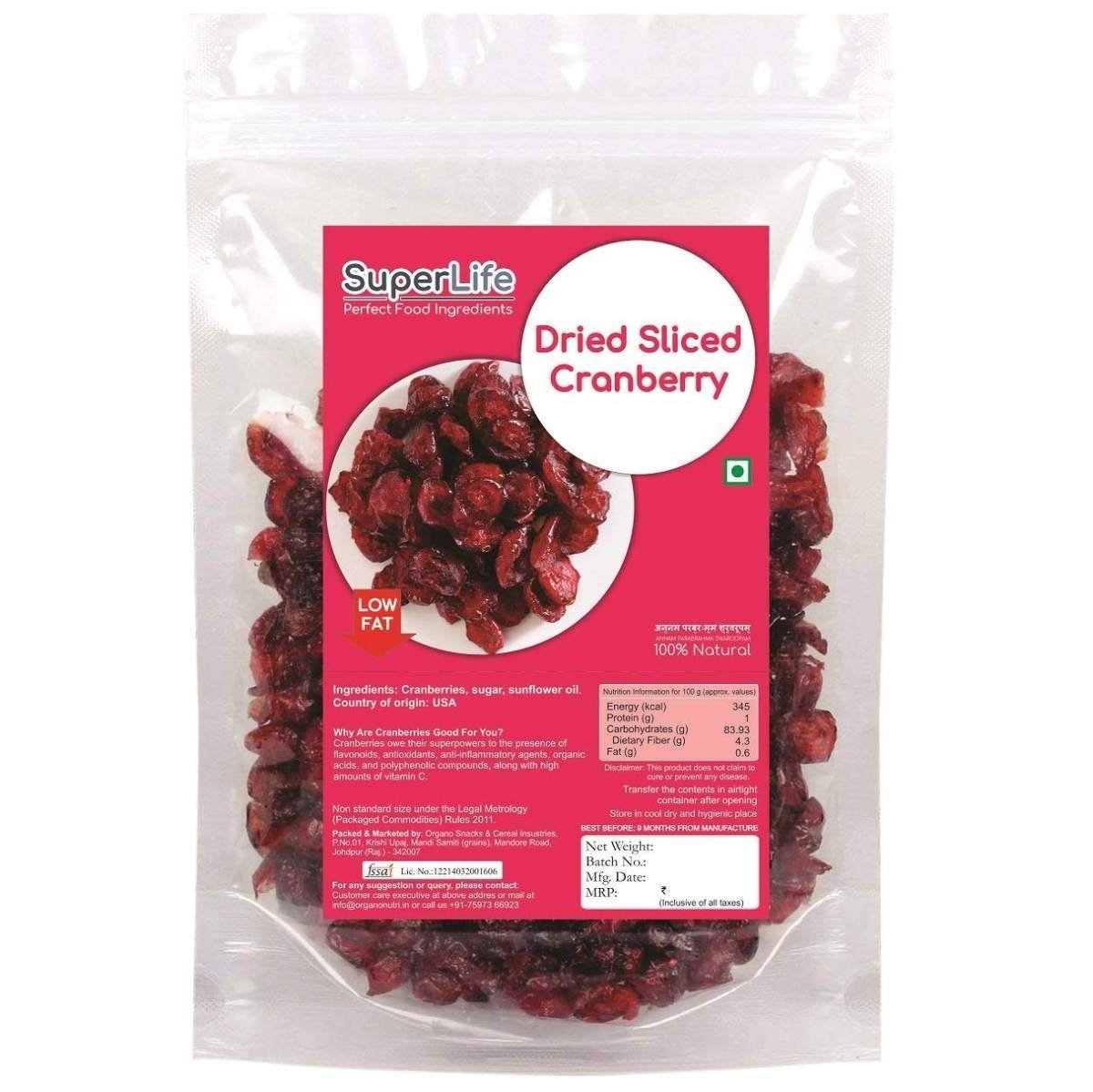 uk71xrekDG6LL-1.jpg Organo Nutri Superlife Dried Sliced Cranberry(1Kg) - Fast UK Delivery - Image 1