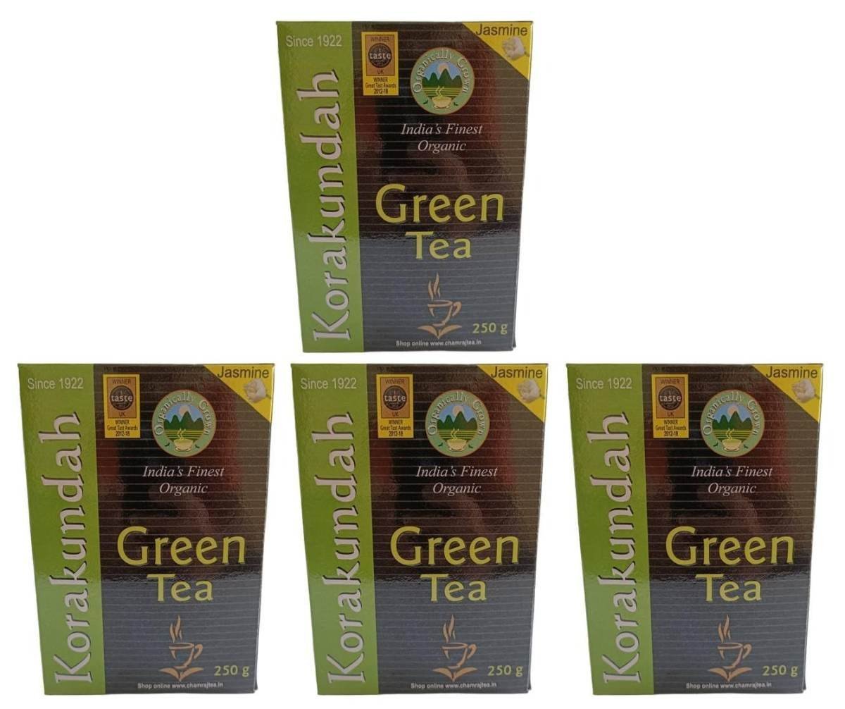 uk71xwvoBcBaL-1.jpg KORAKUNDAH Organic Green Tea (Jasmine) 250 g | Pack of 4 | Total 1kg | India's Finest Organic Tea | Chamraj Nilgiri Tea - Fast UK Delivery - Image 1