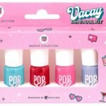 MyGlamm Lit Nail Enamel-Fomo-7Ml & Popxo Mini Glossy Finish Nail Kit - Vacay-Bloody Mary, Perfect Peach, Beach Please, Pink - Nic, Sea Ya -15Ml - Fast UK Delivery