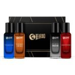 Beardo Perfumes Giftset For Men (Pack of 4 x 20ml) Whisky Smoke, Godfather, Tsunami and Black Musk | Long Lasting Perfume Musk & Woody Fresh Fragrance | Valentines day gift for husband | Gift for boyfriend | Gift for Men| Anniversay gift | Couple gift - Fast UK Delivery