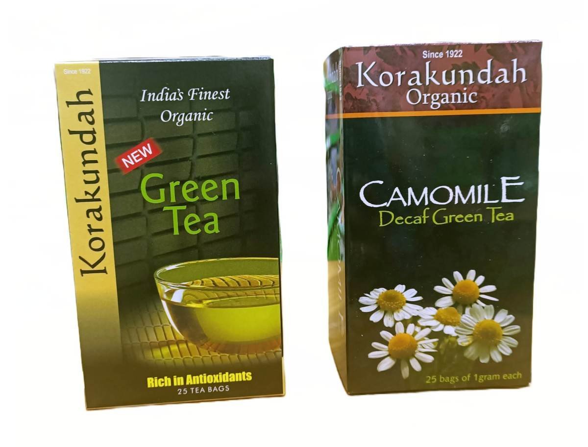uk71ybc2kgZ9L-1.jpg KORAKUNDAH Organic Green Tea 25 Dip Bags | Organic Camomile Decaf Green Tea 25 Dip Bags | Pack of 2 | Total 50 Dip Bags | India's Finest Organic Green Tea | Chamraj Nilgiri Tea - Fast UK Delivery - Image 1