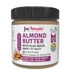 Jus' Amazin Crunchy Almond Butter with Crunchy Flaxseeds (200g) | 22% Protein | Plant-Based Nutrition | 86% Almonds | Rich in Omega-3 | Zero Chemicals | Vegan | Dairy Free | 100% Natural - Fast UK Delivery