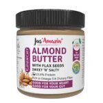 Jus' Amazin Crunchy Almond Butter with Crunchy Flaxseeds (200g) | 22% Protein | Plant-Based Nutrition | 86% Almonds | Rich in Omega-3 | Zero Chemicals | Vegan | Dairy Free | 100% Natural - Fast UK Delivery