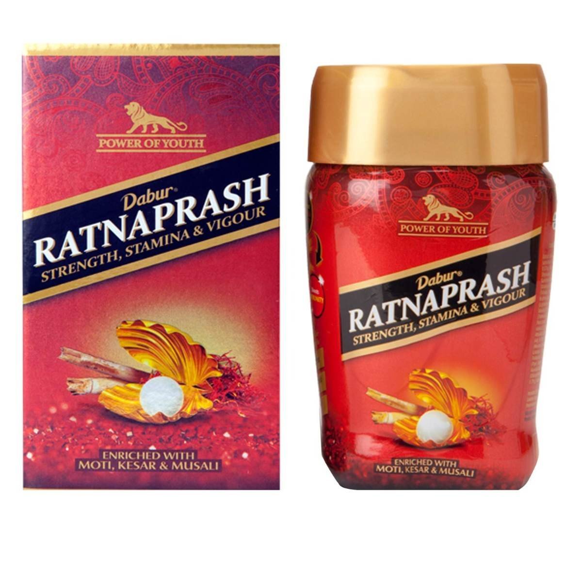 uk71yu5S6hKTL.jpg Dabur Ratnaprash Chyawanprash - 450 Gm, For All Seasons, A Complete Family Health Tonic, Red - Fast UK Delivery - Image 1