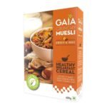 Gaia Crunchy Fruit and Nut Muesli 400g Box - The Deliciously Crunchy and Nutritious Breakfast Cereals Packed with Fibre, Iron and Antioxidants Serves As The Nourishing, Tasty Breakfast Option. - Fast UK Delivery