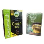 KORAKUNDAH Organic Green Tea (Mint) 250 g | KORAKUNDAH Tulsi Green Tea 25 Dip Bags | Pack of 2 | Total 300g | India's Finest Chamraj Nilgiri Tea - Fast UK Delivery