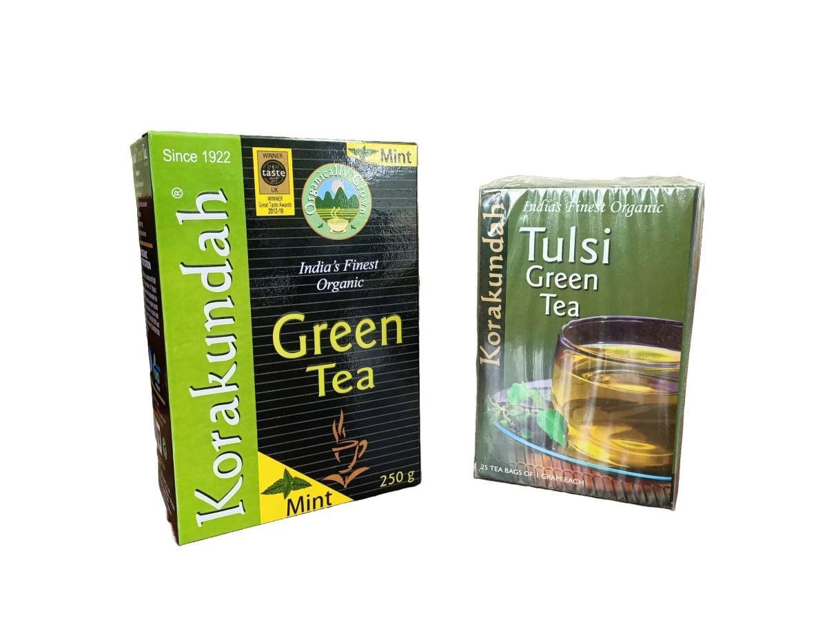 uk71zcSv0DL-1.jpg KORAKUNDAH Organic Green Tea (Mint) 250 g | KORAKUNDAH Tulsi Green Tea 25 Dip Bags | Pack of 2 | Total 300g | India's Finest Chamraj Nilgiri Tea - Fast UK Delivery - Image 1