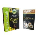KORAKUNDAH Organic Green Tea (Mint) 250 g | KORAKUNDAH Camomile Herbal Infusion 25 Dip Bags | Pack of 2 | Total 300g | India's Finest Chamraj Nilgiri Tea - Fast UK Delivery