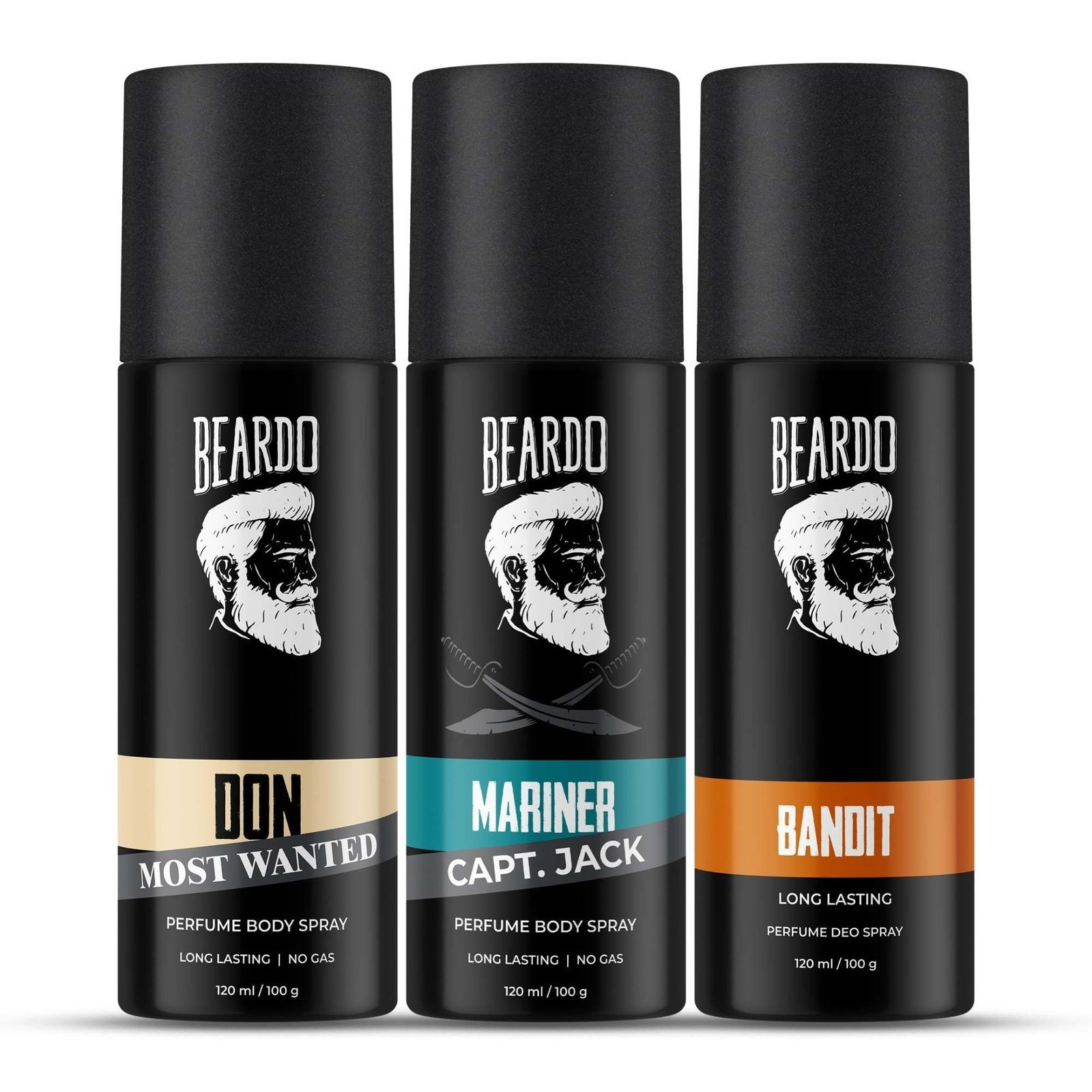 uk81-12BNGsEL-1-1.jpg Beardo Don Most Wanted, Mariner Captain Jack & Bandit Perfume Body Spray (Set of 3) Long Lasting Deo For Men | Day Body Spray Deodorant | Fresh, Aqua Notes | Christmas gift for men | Gift For Friends | Gift for Men - Fast UK Delivery - Image 1