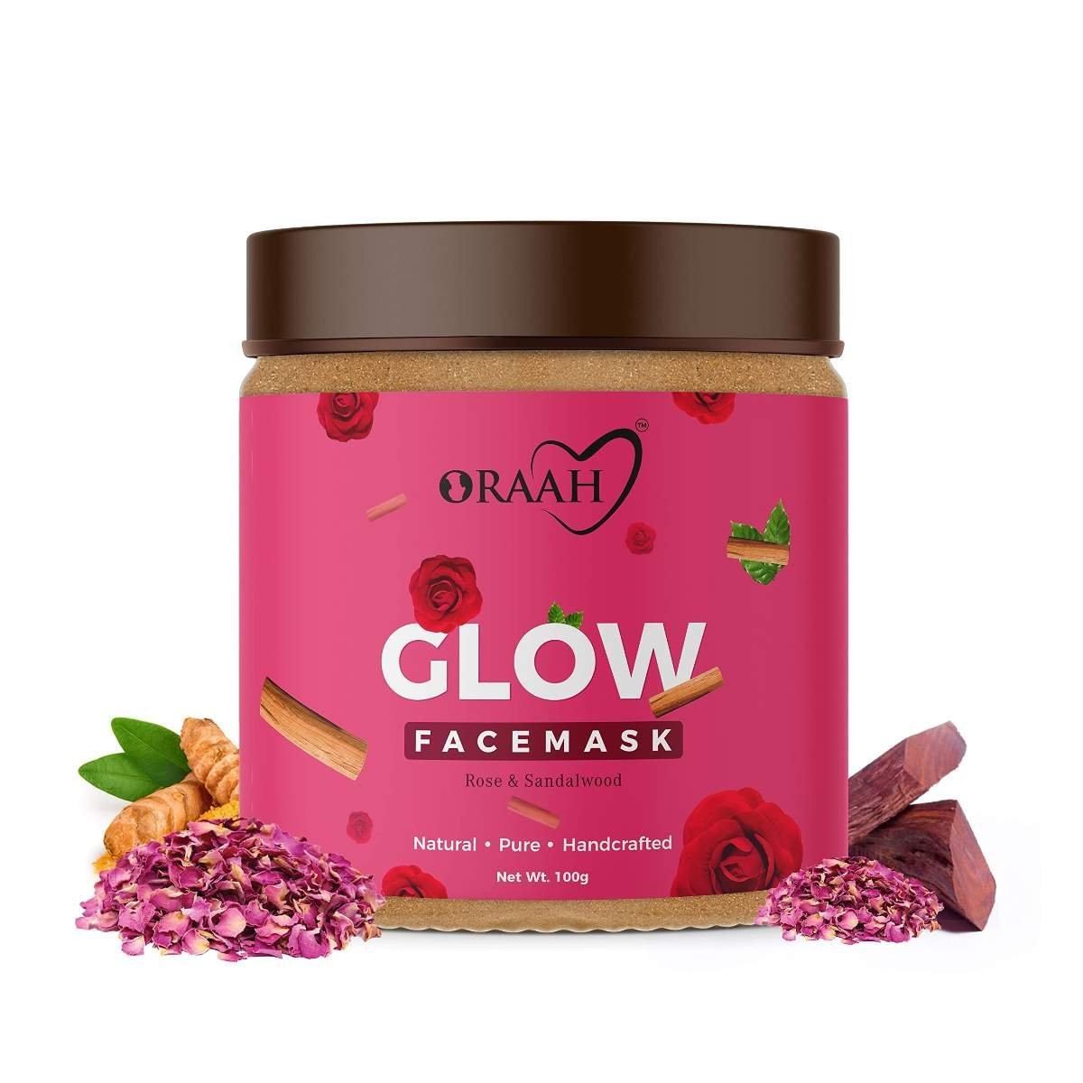 uk81-YAxEahL-1.jpg Oraah Glow Face Pack | 100% Natural | Moisturizing, Softening Face Pack | Adds Glow & Brightens Skin | 100gm - Fast UK Delivery - Image 1