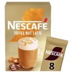 Nescafe Toffee Nut Latte Instant Coffee Beverage 8 x 18.6 g, 5.25 oz 148.8 g - Fast UK Delivery