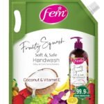 DABUR Fem Fruity Squash Soft & Safe Handwash - 1500Ml|Enriched With Goodness Of Coconut Milk & Vitamin E|Long Lasting Fragrance - Fast UK Delivery
