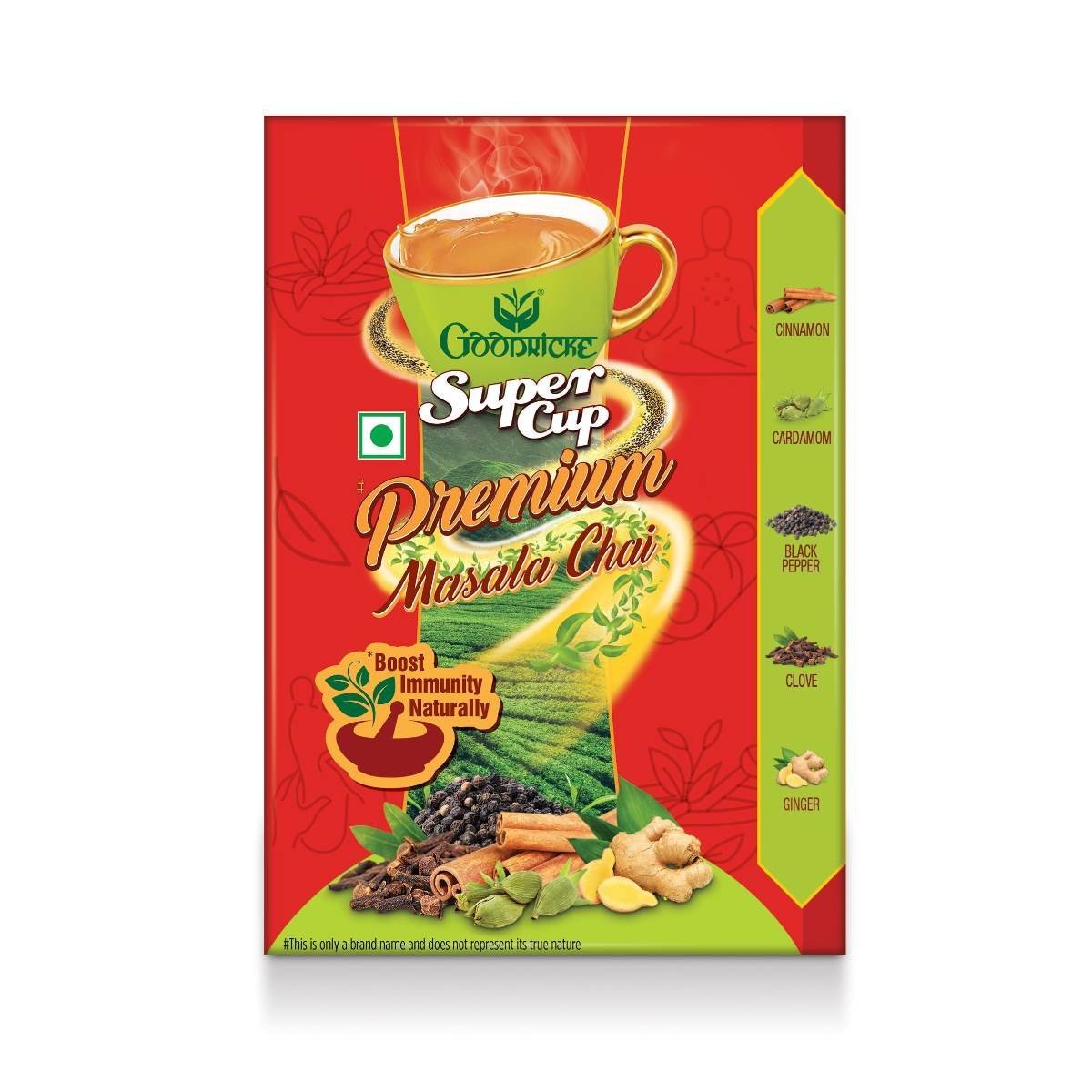 uk812ltUnkwPL-1.jpg GOODRICKE Supercup Premium Masala Chai Tea Granules 250Grams 100% Natural Spices-Ginger,Clove,Black Pepper,Cinnamon&Cardamom Immunity Booster Assam Tea Masala Chai Chai Patti Chai Masala Tea - Fast UK Delivery - Image 1