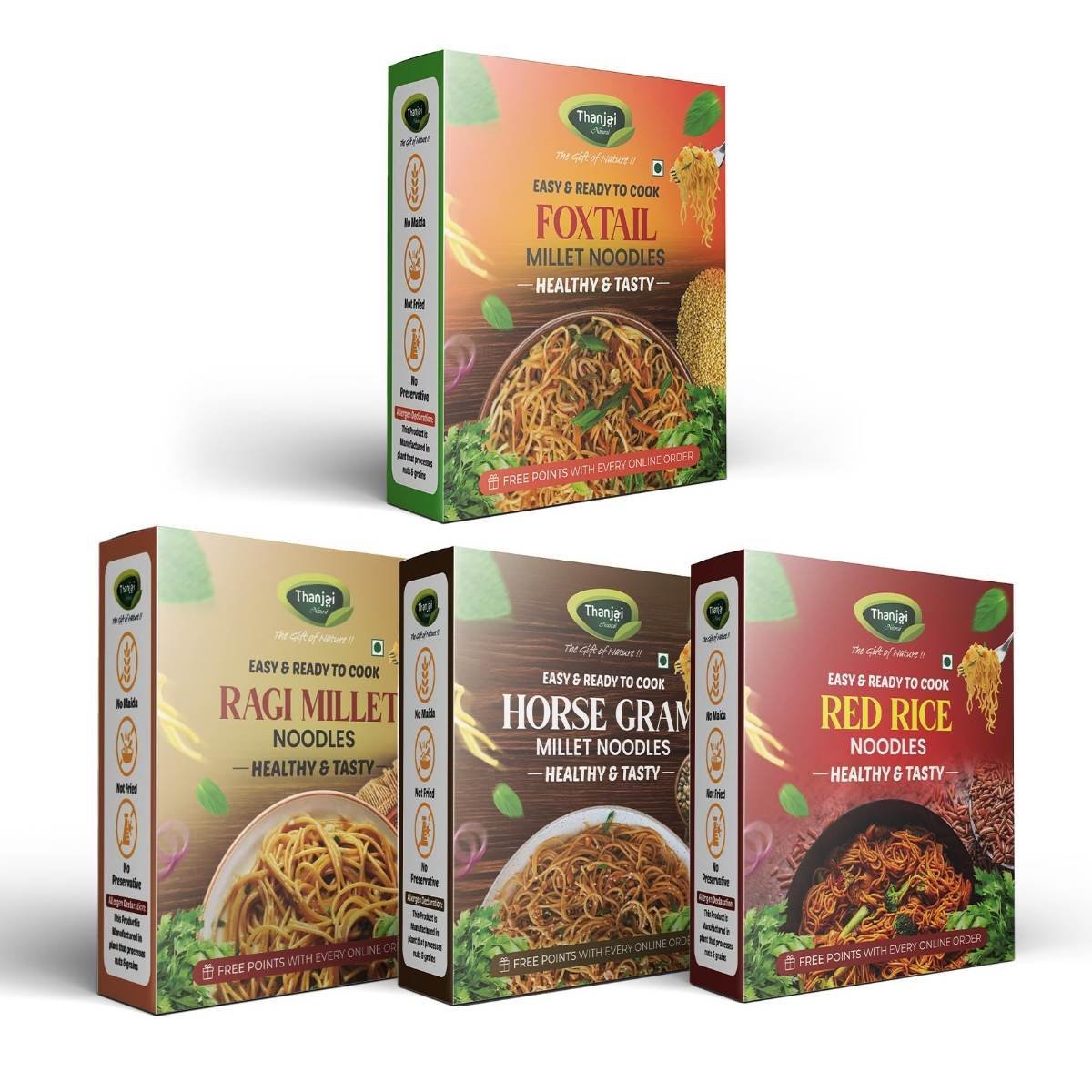 uk813vY4s3RL-1.jpg Thanjai Natural Millet Noodles 180 Grams X 4 Varities (720 Grams) of Homemade Natural Foxtail | Horsegram | Ragi and Red Rice Millets Noodles(Preservative Free, No Chemicals, No Artificial Extract) - Fast UK Delivery - Image 1
