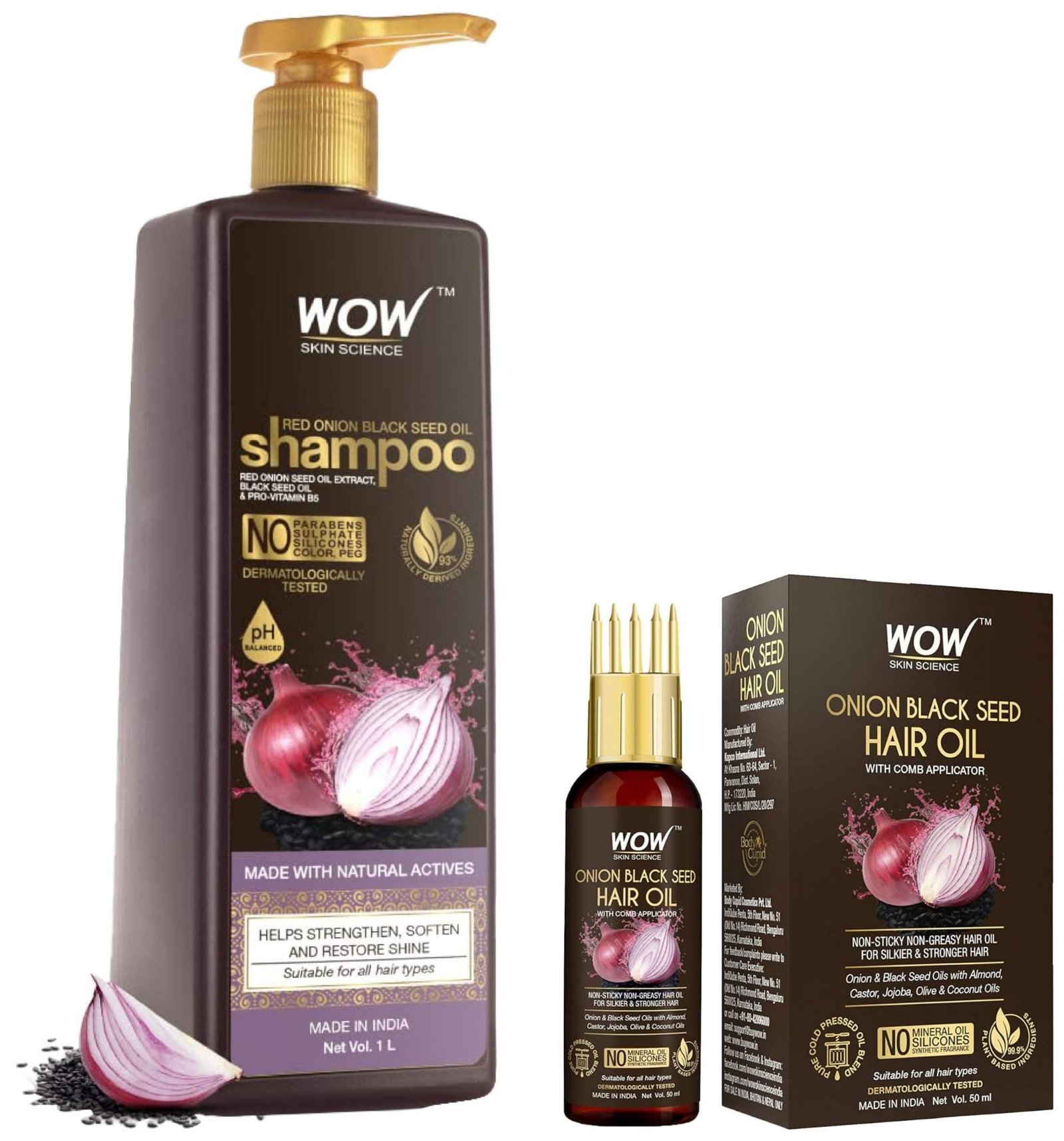 uk814ioMXofiL-1-1.jpg WOW Skin Science Onion Black Seed Hair Oil 50 ml & Onion Oil Shampoo 1 Litre With Red Onion Seed Oil Extract 50 ml - Fast UK Delivery - Image 1