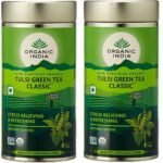 Organic India Tulsi Green tea tin 100 gm (pack of 2) - Fast UK Delivery