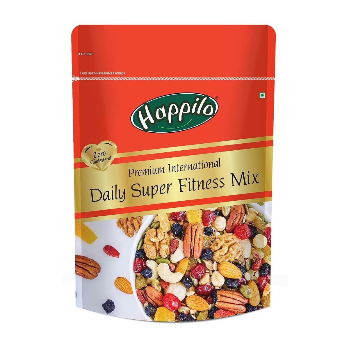 uk816n6mH2ZBL-1-1.jpg Happilo Premium International Daily Super Fitness Trail Mix of 20+ Varieties Dry Fruits Nuts, Seeds & Berries, Roasted Crunchy & Nutritious Healthy Snack, 160 g - Fast UK Delivery - Image 1