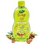 Dabur Baby Oil: Non - Sticky Baby Massage Oil with No Harmful Chemicals | Contains Jojoba, Olives & Almonds | Hypoallergenic & Dermatologically Tested with No Paraben & Phthalates - 200 ml - Fast UK Delivery