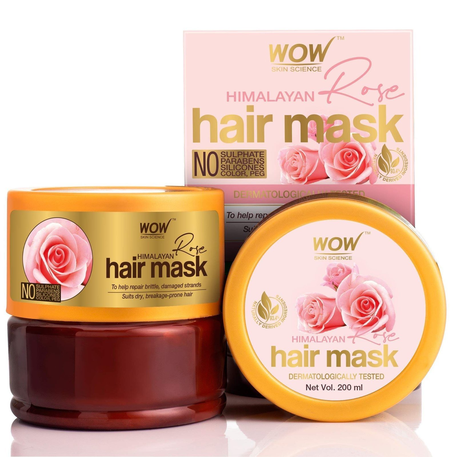 uk818BjcI3wiL-1-1.jpg WOW Skin Science Himalayan Rose Hair Mask with Rose Hydrosol, Coconut Oil, Almond Oil & Argan Oil - For Volumnising Hair, Anti Smelly Scalp - No Parabens, Sulphate, Silicones, Color & PEG - 200mL - Fast UK Delivery - Image 1