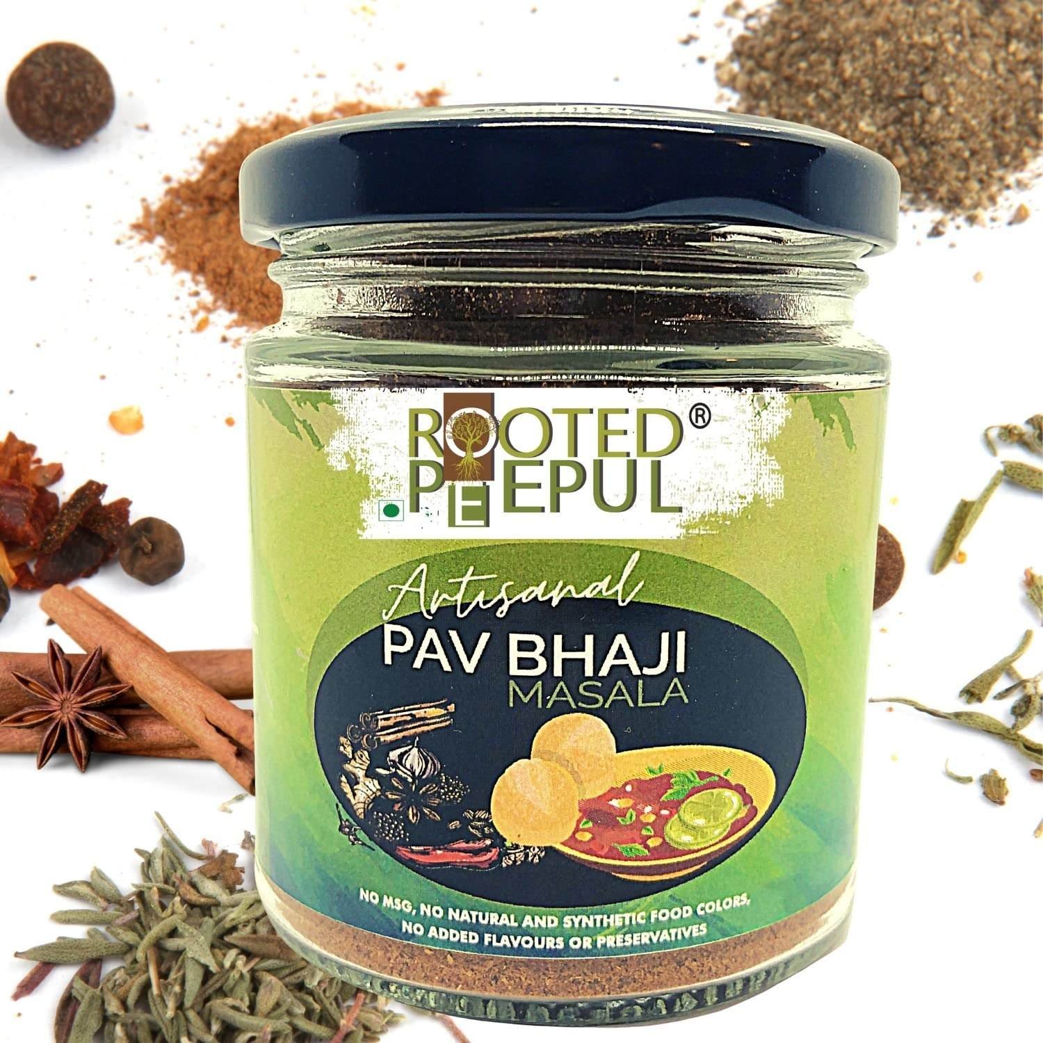 uk818lS25jcOL-1-1.jpg Rooted Peepul - Artisanal Organic Pav Bhaji Masala Powder - Perfect Blend of 22 Pure Authentic Premium Spices - Flavours From Mumbai - Less Chilli, No Added Colours and No Artificial Flavours - 75g - Fast UK Delivery - Image 1