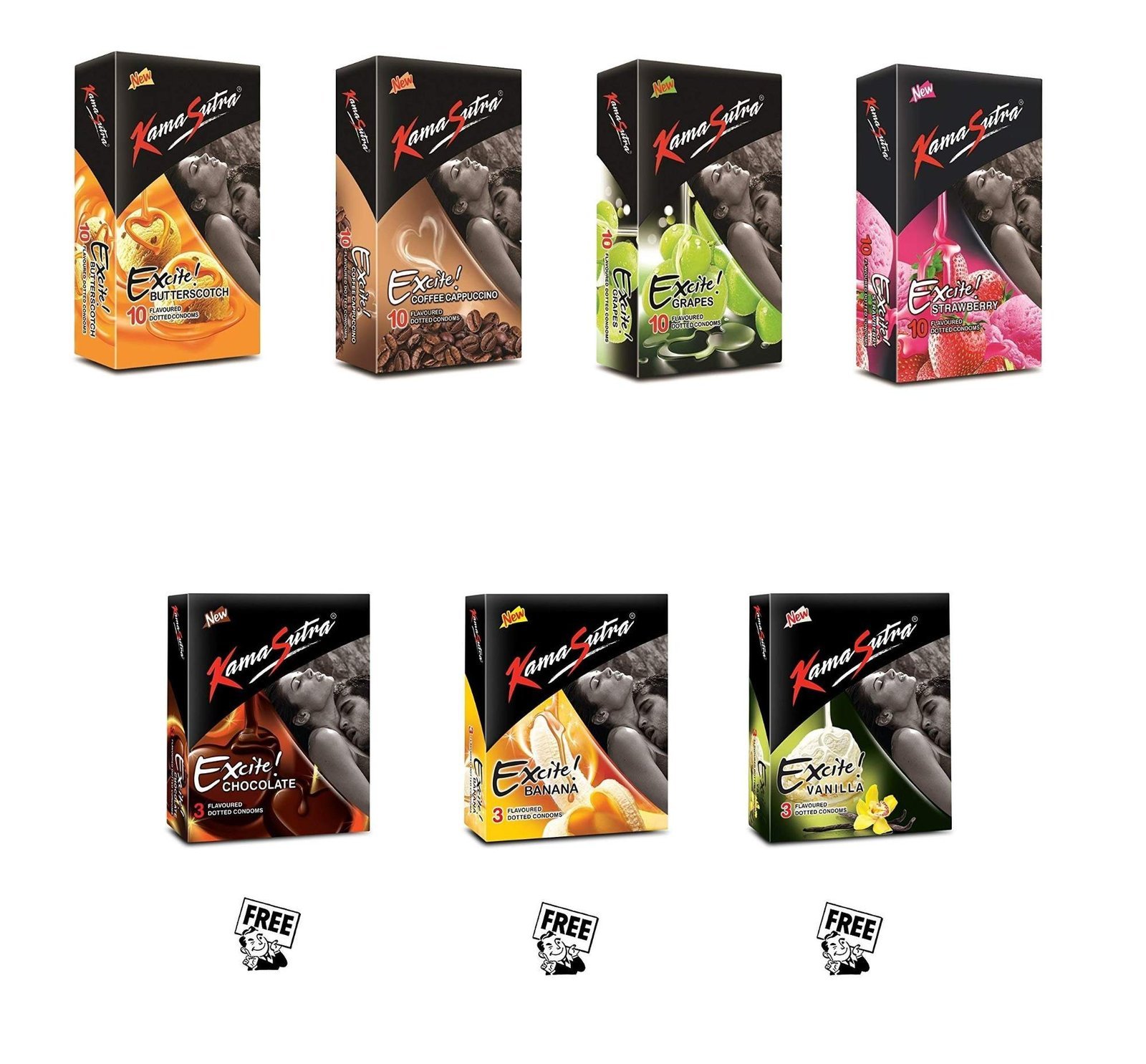 uk818odWjVKJL-1-1.jpg KamaSutra Condoms (Excite - 10 Count (Pack of 4), Excite - 3 Count (Pack of 3)) - Fast UK Delivery - Image 1