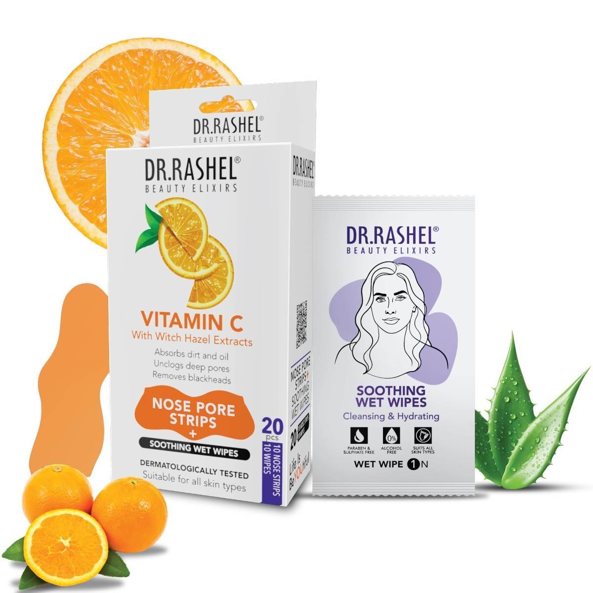 uk819frZwP2gL-1.jpg DR.RASHEL Vitamin C Nose Strip With Hazel Extracts Observes Dirt And Oil (10 Strips &10 Wipes) - Fast UK Delivery - Image 1