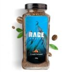 RAGE COFFEE Creme Caramel - Flavored Instant Coffee Powder for both Hot & Cold Coffee, 100% Single Origin Arabica Coffee Beans Powder, Premium Coffee Infused with Plant Vitamins (CREME CARAMEL, 100g) - Fast UK Delivery