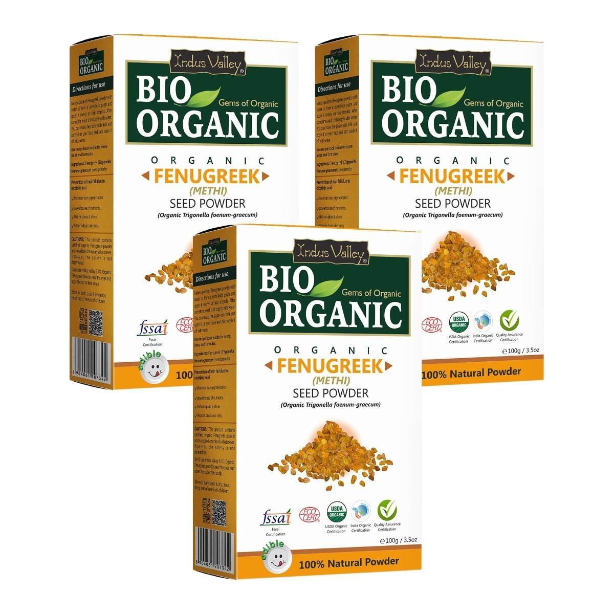 uk81Az0HSDMsL-1-1.jpg INDUS VALLEY 100% Pure Fenugreek Powder (Methi Powder) - Set of 3 (100 * 3=300g) - Fast UK Delivery - Image 1