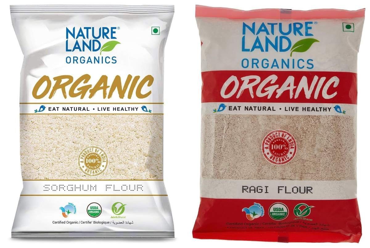 uk81CaHGFcmL-1.jpg Natureland Organics Sorghum/Jowar Flour 500 Gm - Organic Flours & Ragi Flour 500 Gm - Organic Flour - Fast UK Delivery - Image 1