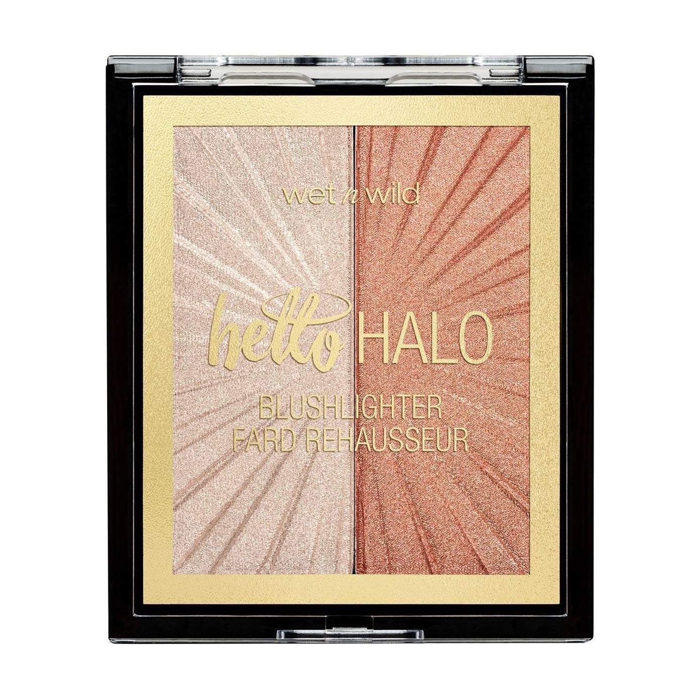 uk81CvMkMLMcL-1-1.jpg Wet n Wild MegaGlo Hello Halo Blushlighter, Blush and Highlighter Duo, Soft and Buildable Shades with Ultra-reflective, Micro-fine Pearl Pigments, for a Radiant Glow, Vegan, Highlight Bling 5g - Fast UK Delivery - Image 1