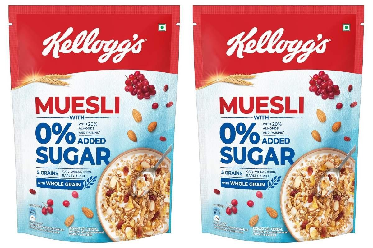 uk81D1biUbF4L-1-1.jpg Kellogg's Muesli 0% Added Sugar 500g | 20% Almonds & Raisins | 5 Grains, High in Vitamins B1, B2, B3, B6, Folate, Source of Protein and Fibre | Breakfast Cereal (Pack of 2) - Fast UK Delivery - Image 1