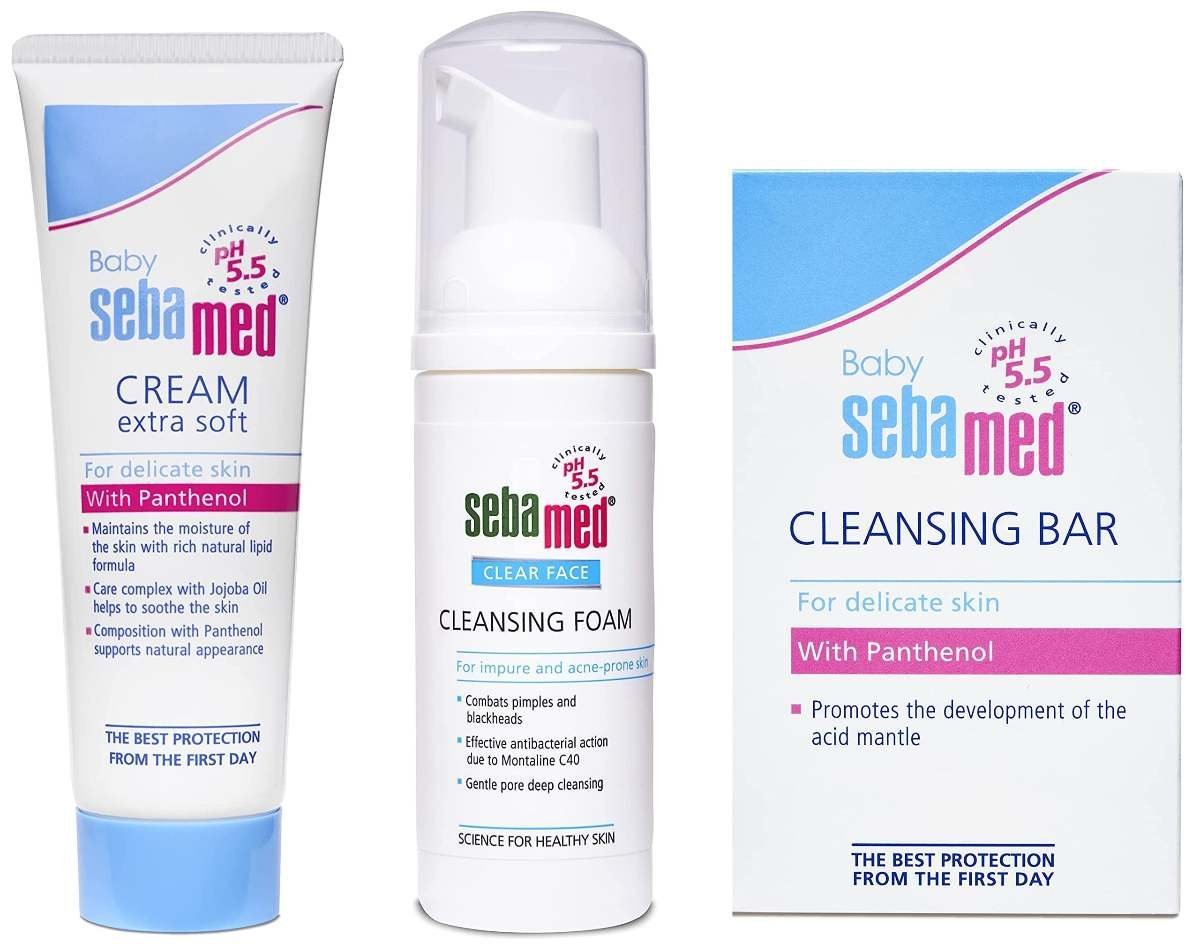 uk81DI8XLr0lL-1-1.jpg Sebamed Baby Cleansing Bar 150g & Soap Free bar| For Delicate skin & Baby Cream Extra Soft 50m|Ph 5.5| ECARF Approved & Clear Face Foam 50ml|PH 5.5|Acne, pimples & blackheads - Fast UK Delivery - Image 1