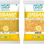 Natureland Organics Moong Dal Yellow/Split Washed 500 Gm - Organic Healthy Pulses & Natureland Organics Arhar/Toor Dal 500 Gm - Organic Healthy Pulses - Fast UK Delivery