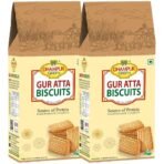 Dhampure Speciality Gur Jaggery Atta Cookies Biscuit, 400Grams (2 X 200G) | Healthy Snacks - Fast UK Delivery