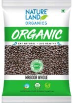 Natureland Organics Masoor Whole/Sabut Pouch, 1 kg - Fast UK Delivery