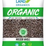 Natureland Organics Masoor Whole/Sabut Pouch, 1 kg - Fast UK Delivery