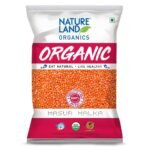 Natureland Organics Malka Masoor Dal/Red Masoor Dal 500 Gm (pack of 3) - Organic Pulses - Organic Food - Fast UK Delivery