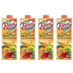 DABUR Real Masala Mixed Fruit Juice - 1L (Pack Of 4) | No Added Preservatives, No Artificial Colours & Artificial Flavours | Goodness Of Best Fruits With Chatpata Masala, Daily Dose Of Fruit Nutrition - Fast UK Delivery