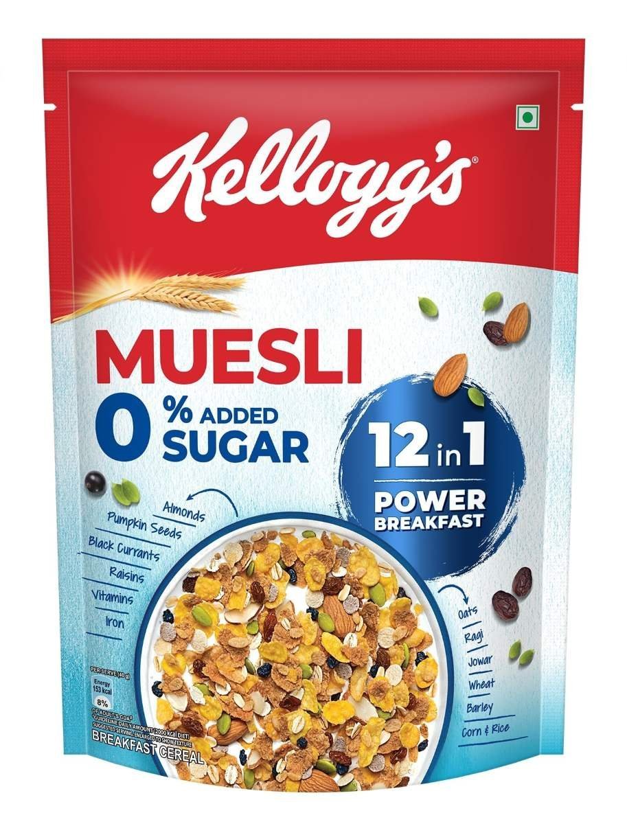 uk81JD6yH-VyL-1-1.jpg Kellogg's Muesli 0% Added Sugar 500 G | 12-In-1 Power Breakfast | India's No. 1 Muesli - Fast UK Delivery - Image 1