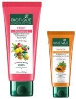 Biotique Papaya Tan Removal Brightening & Revitalizing Face Scrub & Biotique Fruit Brightening Depigmentation and Tan Removal Face Pack - Fast UK Delivery