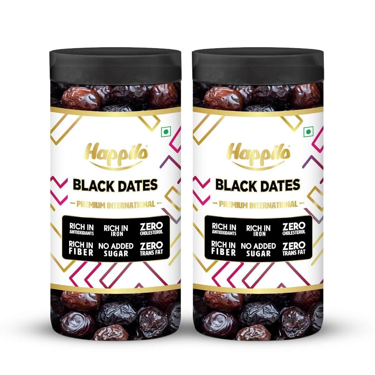 uk81KdcnccohL-1-1.jpg Happilo Premium Black Dry Dates Jar 400g (Pack of 2), Rich in Iron, Antixidants, Fiber and Vitamin, Chewy Texture, Natural Sweetness, No added Preservatives - Fast UK Delivery - Image 1