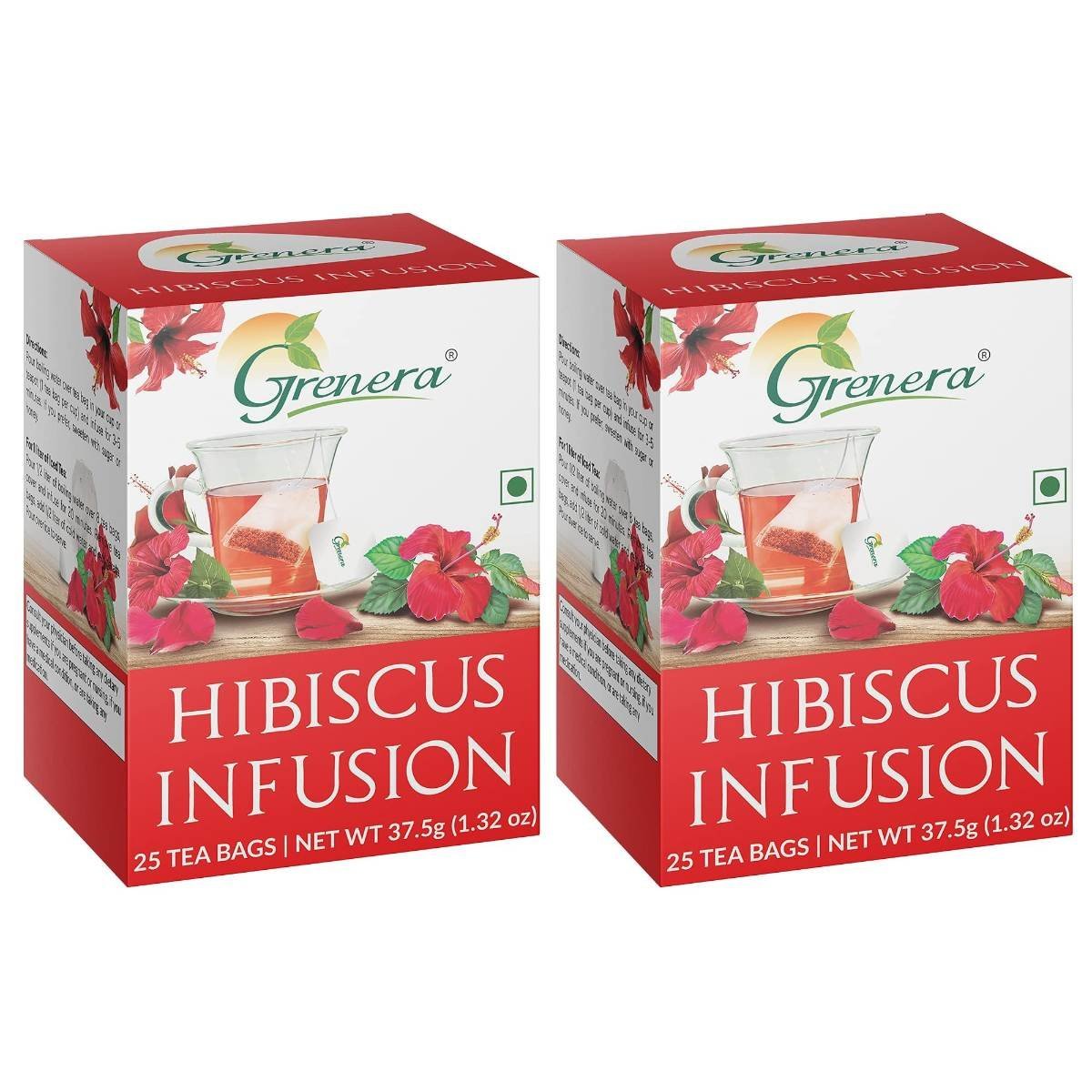 uk81LRN3RHeL-1.jpg Grenera Hibiscus Tea 25 Dips (Pack of 2), Made With Real Hibiscus Petals, Delicious Red Tea For Sugar and High Blood Pressure Control, Hair Growth, Caffeine Free Infusion - Fast UK Delivery - Image 1
