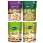 Happilo Premium Super Value Combo - Californian Almonds, Pistachios, Whole Cashews, Green Raisins Pouch, 500 g, Pack of 4 - Fast UK Delivery
