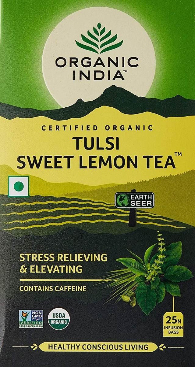 uk81MKqkVuONL.jpg Organic India Tulsi Sweet Lemon - 25 Tea Bags - Fast UK Delivery - Image 1